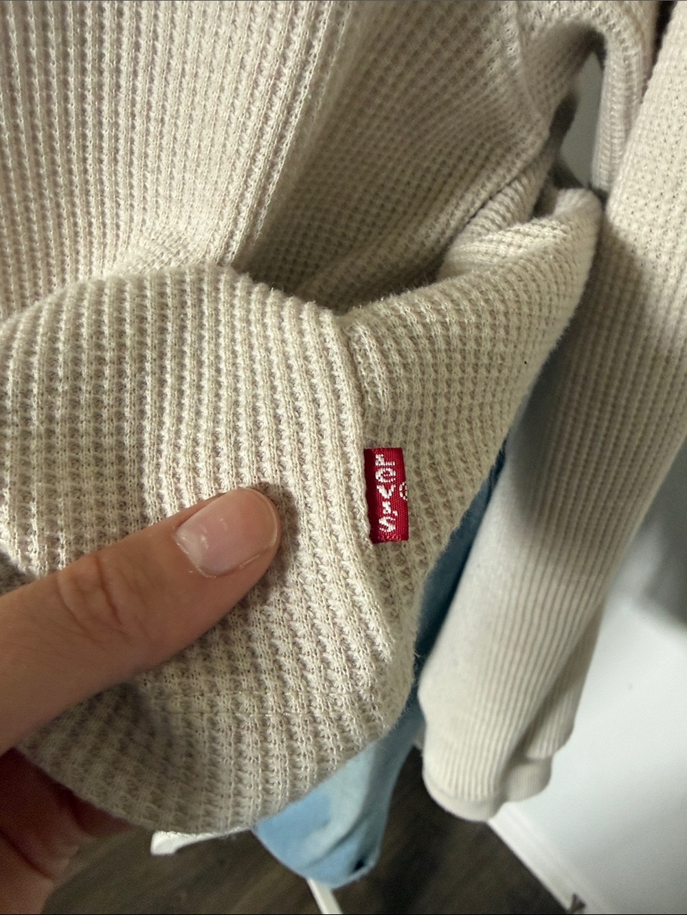 Levi's Beige Henley Ribbed Knit Sweater - Picture 3 of 5